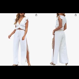 NEW W/Tags White Two Piece Pant Suit